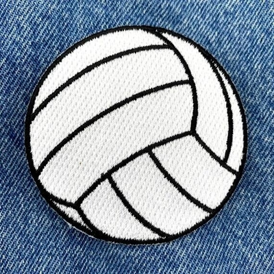 Volleyball-Stickerei-Flecken-Eisen auf gesticktem Applikations-Twill-Gewebe-Hintergrund