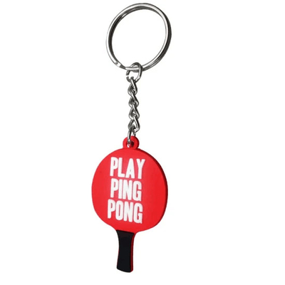 Kundenspezifische Gummi-PVCschlüsselkette Ping Pong Paddle Table Tennis Shape