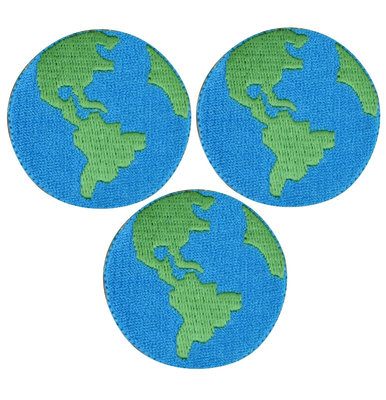 Kundenspezifisches Planeten-Erdwelteisen auf gestickter Ausweis-Flecken blauer Merrow-Grenze