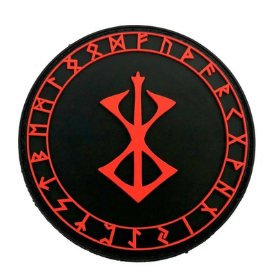6C Weichgummi-PVC-Pflaster Berserker Brand Of Sacrifice Rote nordische Rune Wikinger-Pflaster