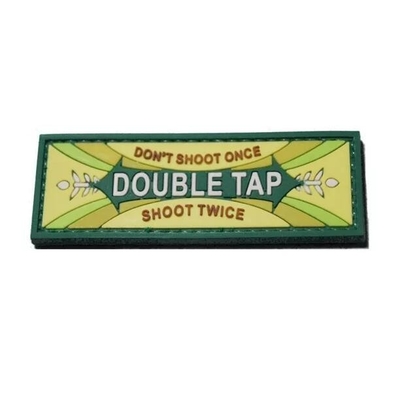 Double Tap Moral Pvc Patch Custom Made Gummi Nähte auf 80mm Breite
