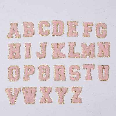 Diy-Tuch-Stickerei-Alphabet kopieren Funkeln-Uni-Eisen auf Chenille-Buchstabe-Flecken