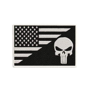USA kennzeichnen Schädeleisen auf Flecken-Schwarzweiss-Armee-Kampf-Moral-Applikation