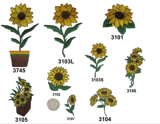 Sun-Blumen-Stickerei-Eisen auf Applikations-Flecken
