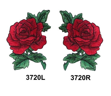 Rote kundenspezifische Pantone Farbe Rose Flower Embroidery Sew Patchs für Kleidung