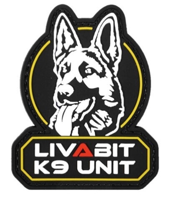 Einheits-Hundeikonen-Moral PVC-Flecken-Haken LIVABIT K9 und Schleifen-taktische Flecken