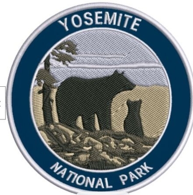 Merrow-Grenzstickerei-Applikation bessert Twill-Gewebe-Yosemite Nationalpark Bären aus
