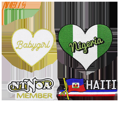 Custom Logo Stoff Stickgewebe Gewebte Hut Patch Custom Haken und Schleife Eisen auf Chenille Briefe Stickplatten