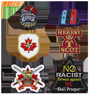 Custom Logo Stoff Stickgewebe Gewebte Hut Patch Custom Haken und Schleife Eisen auf Chenille Briefe Stickplatten