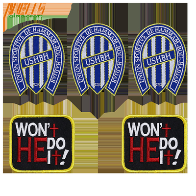 Custom Logo Stoff Stickgewebe Gewebte Hut Patch Custom Haken und Schleife Eisen auf Chenille Briefe Stickplatten