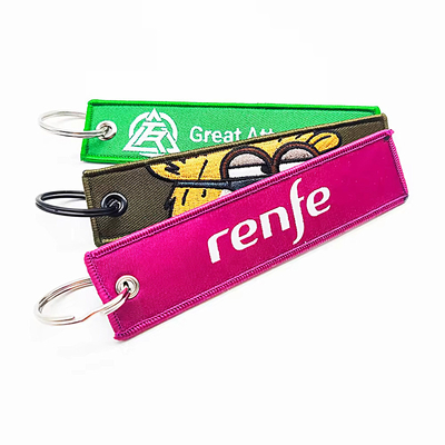 Custom Woven Keychain mit Großring für Werbung und Souvenir