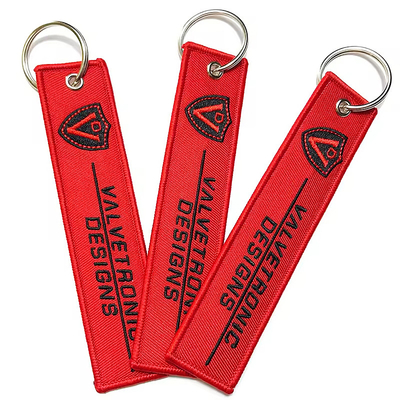 Anpassbarer Schlüsselschlüssel Doppelseitige Stickerei Schlüsselschlüssel Custom Logo Merrow Stickerei Schlüsselbügel