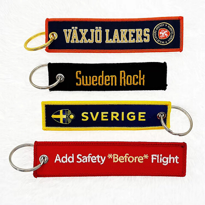 Broderieren Anhänger Doppelgesichter Schlüsselanhänger Jacquard Weave Logo Gewebtes Etikett Schlüsselfinger