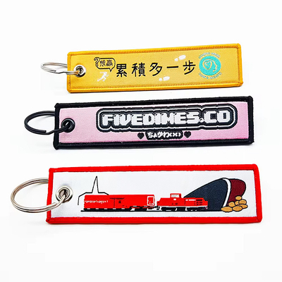 Gewebter Stoff Custom Blank Motorrad Stickerei Schlüsselkette Stickerei Anime Schlüssel Jet Tag für Auto &amp; Motorrad