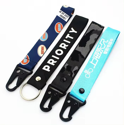 Individuell gedruckt, in Leerzeichen, doppelseitige Schlüsselbücher, gewebte Broderierte Schlüsselkette, kurze Lanyard-Schlüsseltags