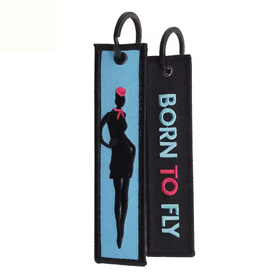 Personalisierte Stickschlüsselkette mit Custom Logo Promotion Fashion Gewebter Stoff Schlüssel Tag Schlüsselkette