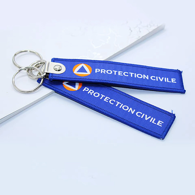 Custom Logo Design Schlüsselhalter Ring Kette Stoff Tag Custom Gewebte Schlüsselkette