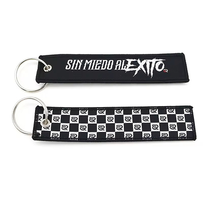 Personalisierte Polyester Gewebte Schlüsselkette Custom Logo mit Anhängseln Großer Ring