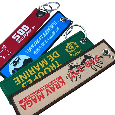 Polyester-Schlüsselstück, Stickerei, Jet-Tag, Stoff, Gewebter Schlüsselhaufen mit Ihrem Logo