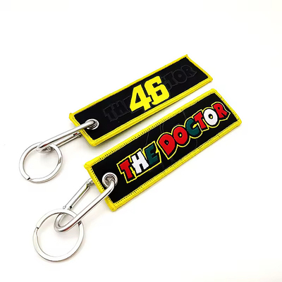 Personalisierte Leere Custom Logo Stickerei Stoff Gewebter Schlüsselring Schlüsselbeutel Schlüsseltag Flugzeug Jet-Tag Broderierte Fluggesellschaft Schlüssel