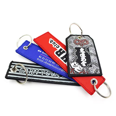 Personalisierte Leere Custom Logo Stickerei Stoff Gewebter Schlüsselring Schlüsselbeutel Schlüsseltag Flugzeug Jet-Tag Broderierte Fluggesellschaft Schlüssel