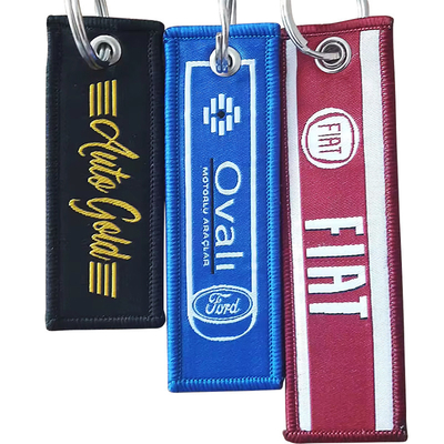 Personalisierte Leere Custom Logo Stickerei Stoff Gewebter Schlüsselring Schlüsselbeutel Schlüsseltag Flugzeug Jet-Tag Broderierte Fluggesellschaft Schlüssel