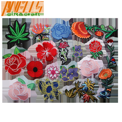 2 PC-Sonnenblumen-Stickerei-Flecken-Twill-Baumwollblumenstickerei-Eisen auf Flecken