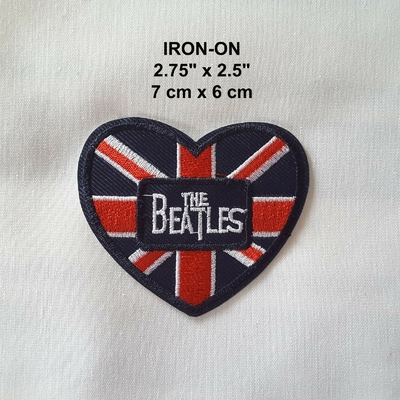 Die Beatles-Ausweis-Herz-Stickerei Eisen-auf Musik-Emblem-Flecken Großbritannien-Flaggen-Applikation