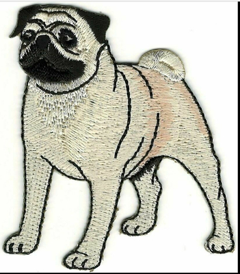 2,5&quot; x 3&quot; realistische Pug-Hunderasse-Hunde- Stickerei-Flecken