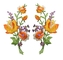 Merrowed-Grenzstickerei-Eisen auf Applikations-Flecken 2Pcs orange Rose Flower