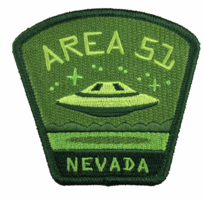 Blaue gestickte Merrow-Grenze nähen auf Nevada UFO des Flickbereich-51 ausländischem Reise-Flecken