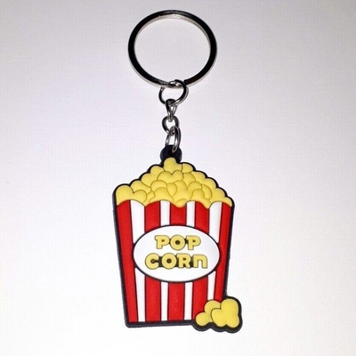 Kundengebundenes gemachtes Karikatur-Popcorn weiches PVC Keychains Gummi personifiziert