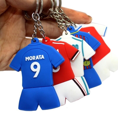 PMS-Farbe-PVC-Schlüsselanhänger-hängende Sondergröße-Fußball-Jersey-Art