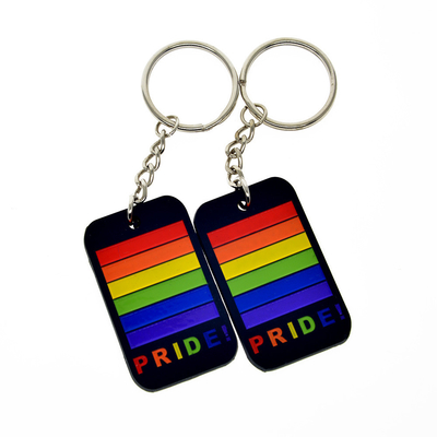 Weiches Silikon PVC homosexuelles Pride Keychains Custom Rainbow Logo