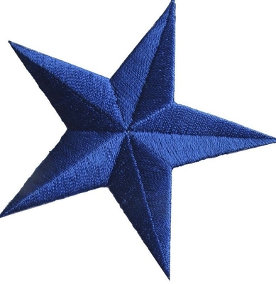 3&quot; blauer gestickter Stern bessert Eisen auf Applikations-Fleckentwillhintergrund aus