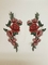Rosa/grüner Blumen-Stickerei-Applikations-Flecken nähen Eisen auf Twill-Material